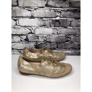 Softwaves Gold Shimmer Leather Wingtip Oxfords Lace Up Shoes Women 40EU/9.5M US
